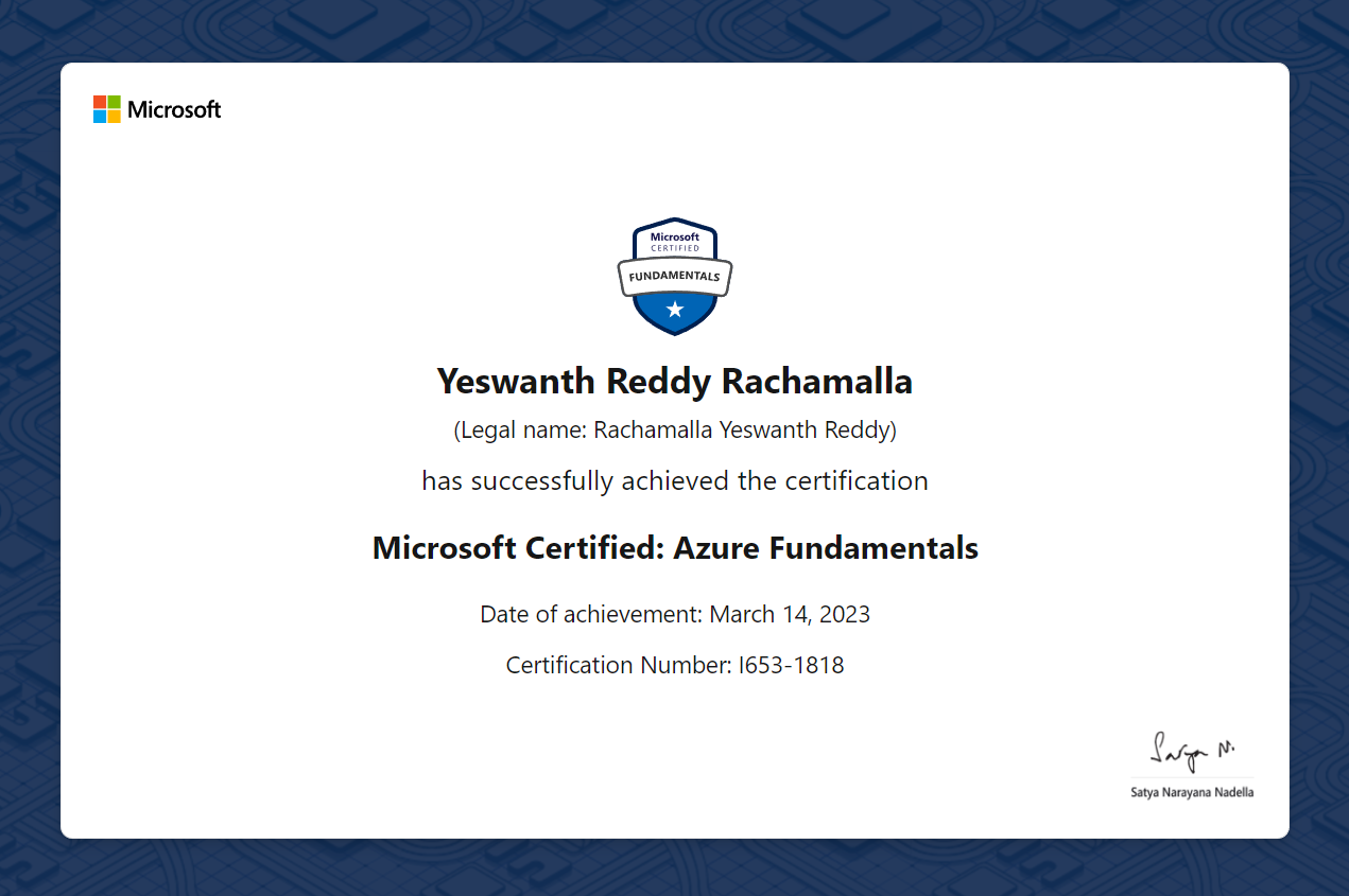 AZ-900 Certificate